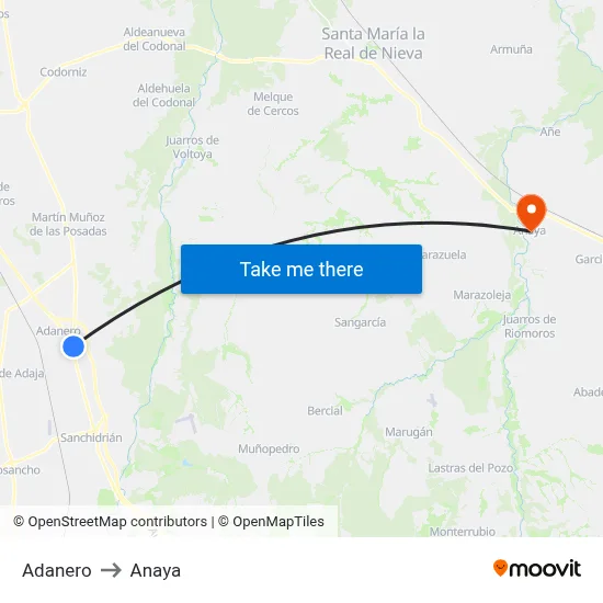 Adanero to Anaya map