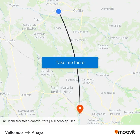 Vallelado to Anaya map