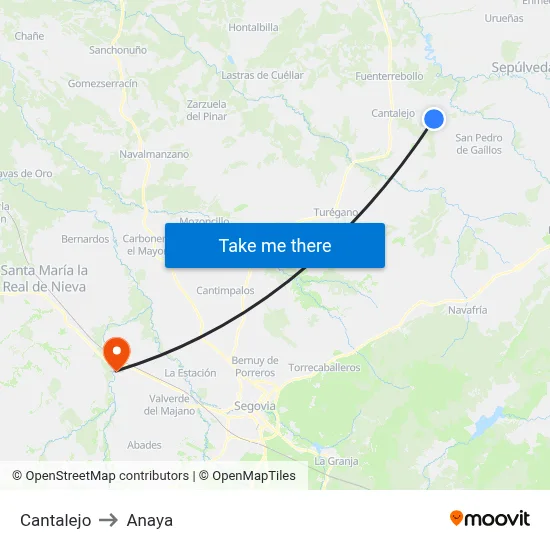 Cantalejo to Anaya map