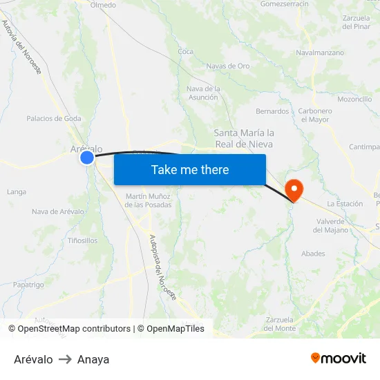 Arévalo to Anaya map