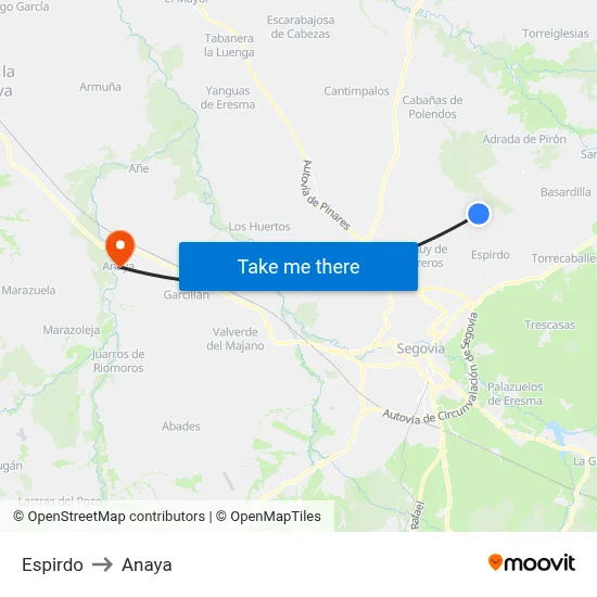 Espirdo to Anaya map