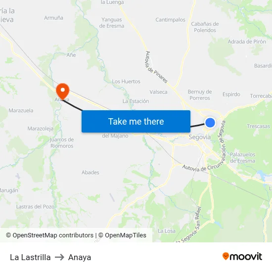 La Lastrilla to Anaya map