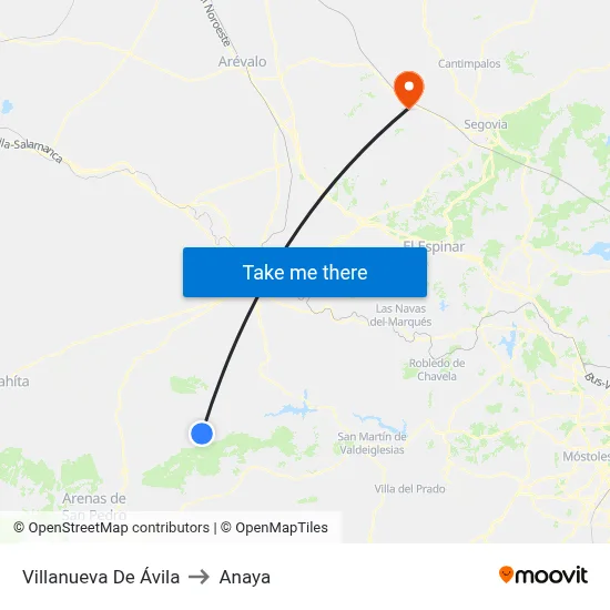 Villanueva De Ávila to Anaya map
