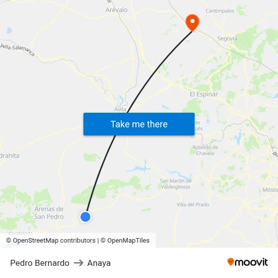 Pedro Bernardo to Anaya map