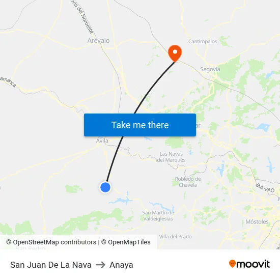 San Juan De La Nava to Anaya map