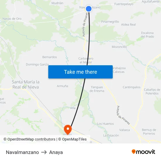 Navalmanzano to Anaya map