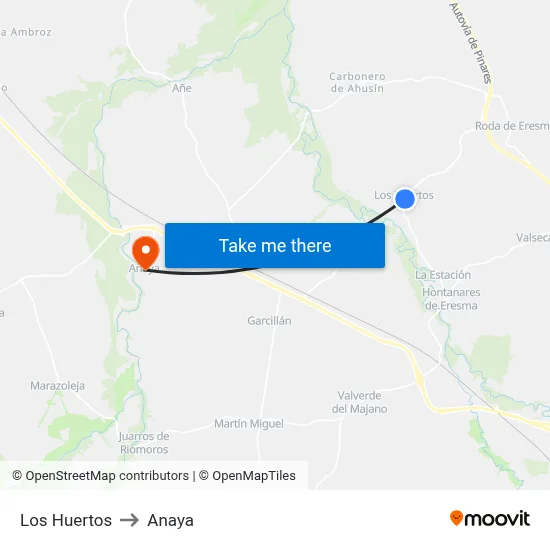 Los Huertos to Anaya map