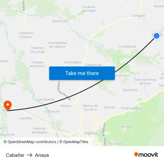 Caballar to Anaya map