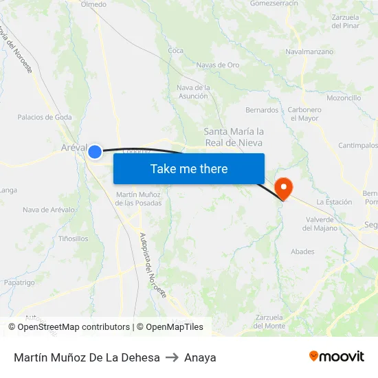 Martín Muñoz De La Dehesa to Anaya map