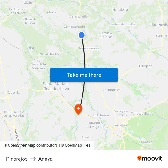 Pinarejos to Anaya map