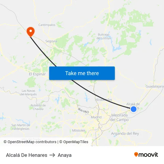 Alcalá De Henares to Anaya map