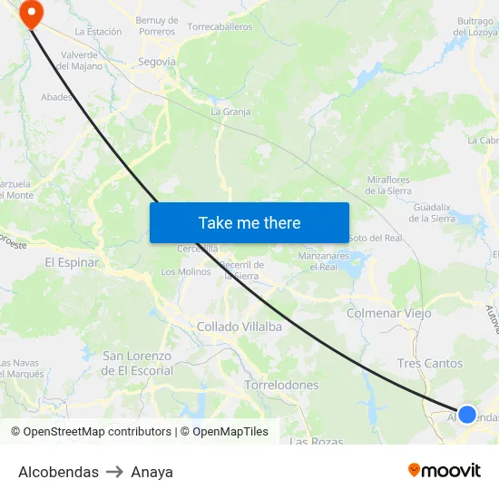 Alcobendas to Anaya map