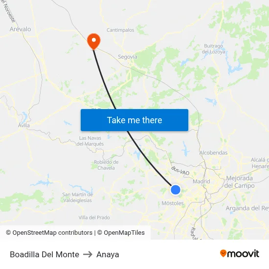Boadilla Del Monte to Anaya map