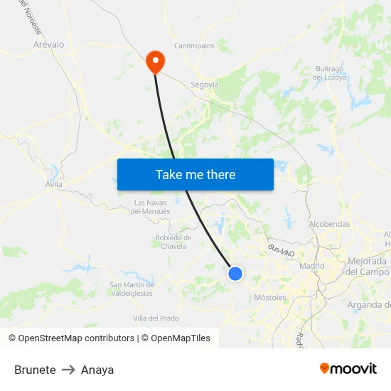 Brunete to Anaya map