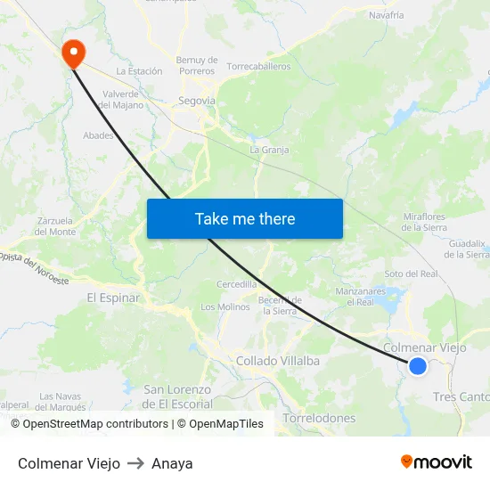 Colmenar Viejo to Anaya map