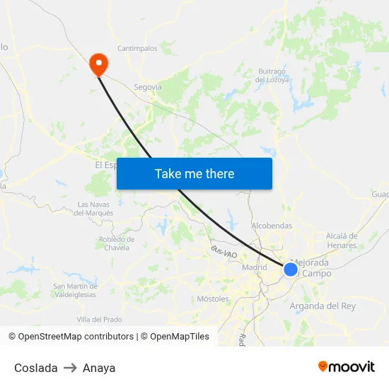 Coslada to Anaya map
