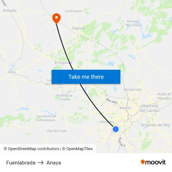 Fuenlabrada to Anaya map
