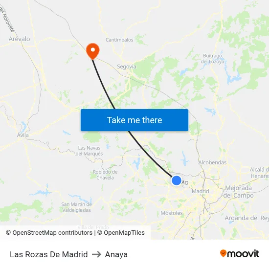 Las Rozas De Madrid to Anaya map