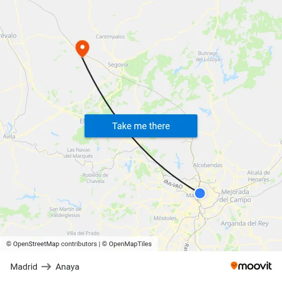 Madrid to Anaya map