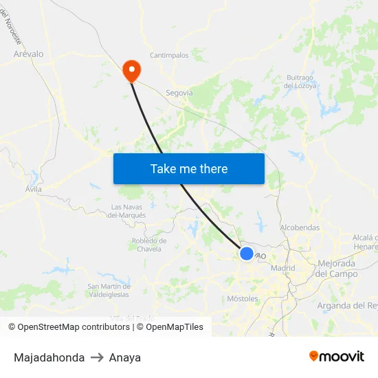 Majadahonda to Anaya map
