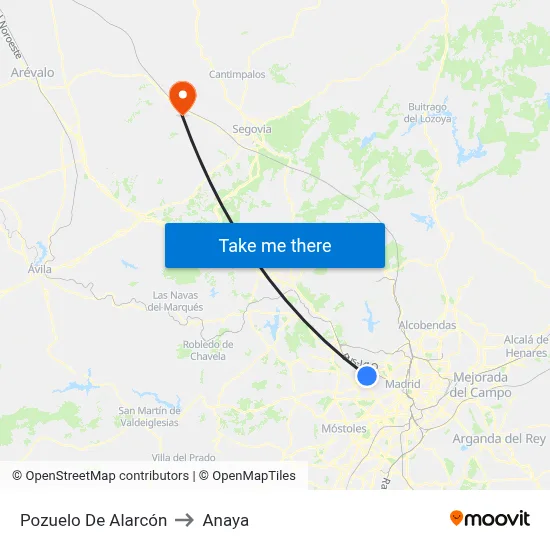 Pozuelo De Alarcón to Anaya map