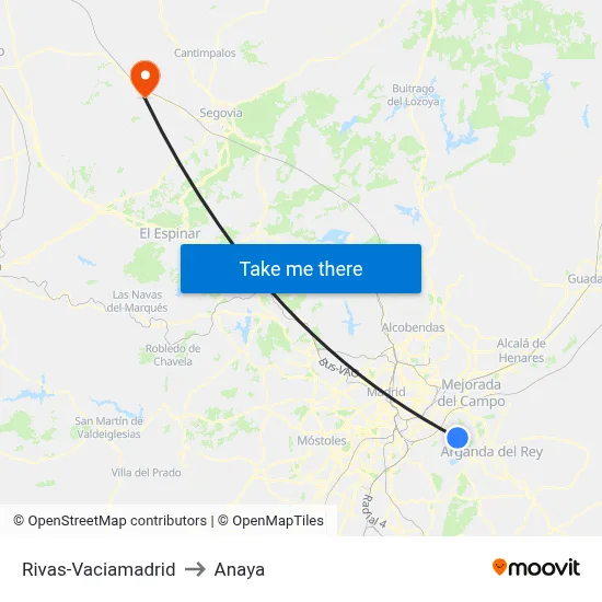 Rivas-Vaciamadrid to Anaya map