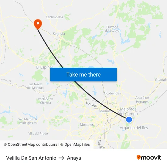 Velilla De San Antonio to Anaya map