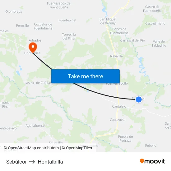 Sebúlcor to Hontalbilla map