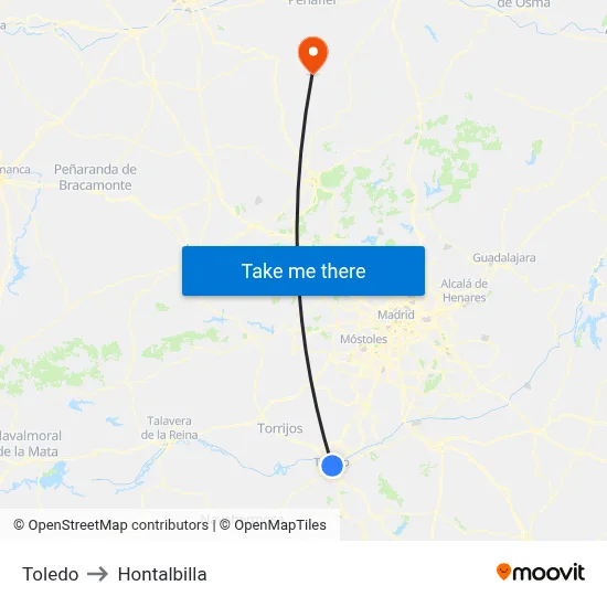 Toledo to Hontalbilla map