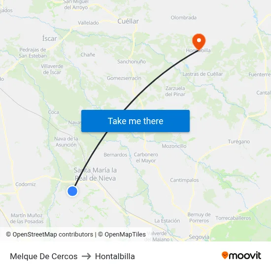 Melque De Cercos to Hontalbilla map