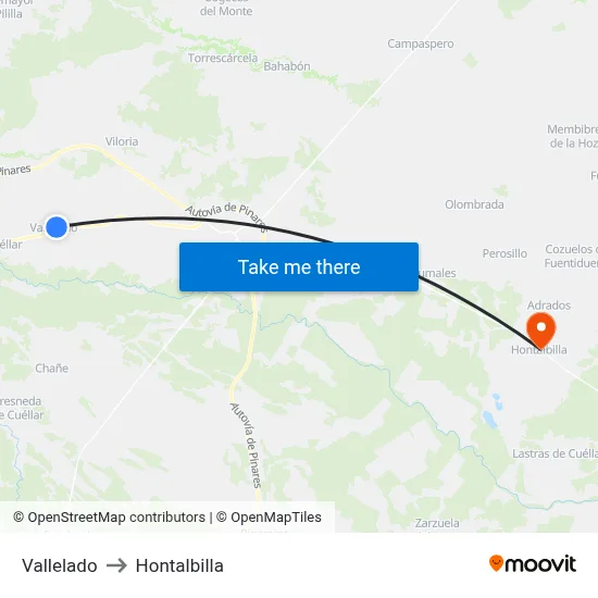 Vallelado to Hontalbilla map