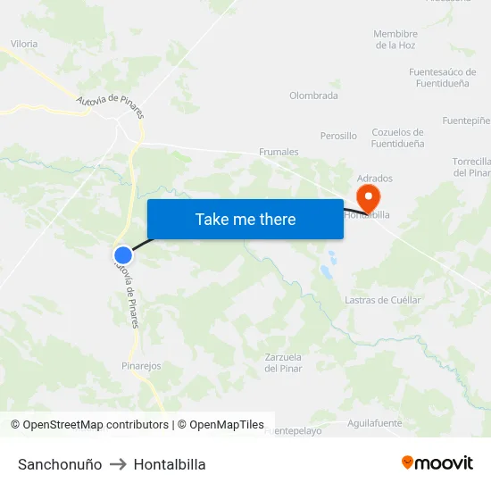 Sanchonuño to Hontalbilla map