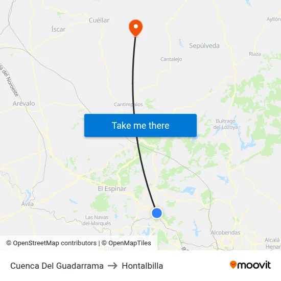 Cuenca Del Guadarrama to Hontalbilla map