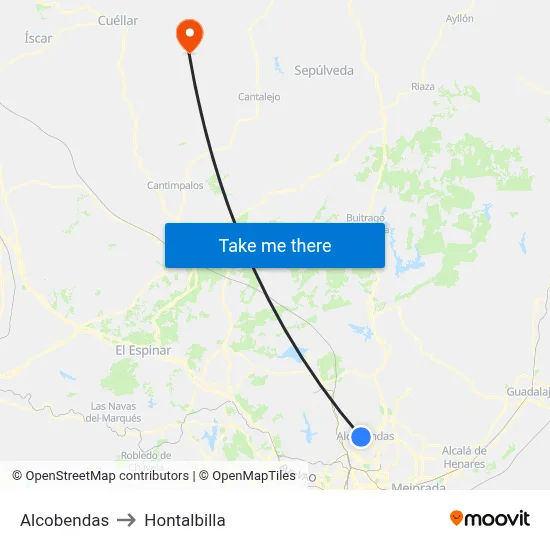 Alcobendas to Hontalbilla map