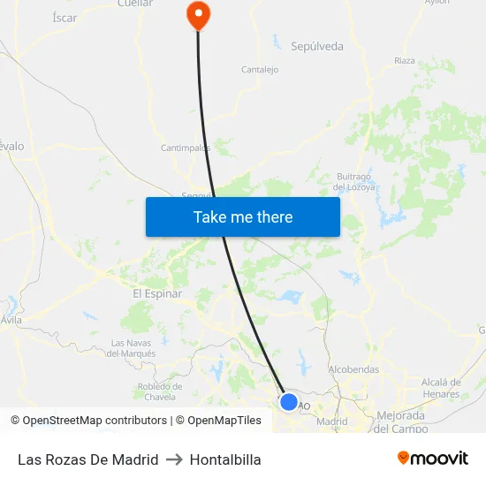 Las Rozas De Madrid to Hontalbilla map