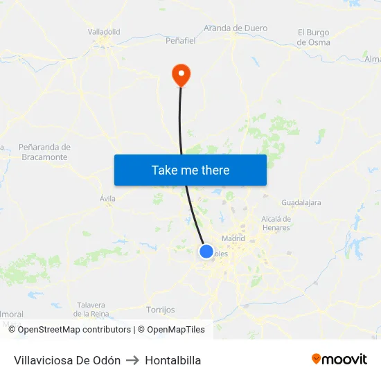Villaviciosa De Odón to Hontalbilla map