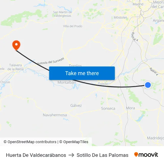 Huerta De Valdecarábanos to Sotillo De Las Palomas map