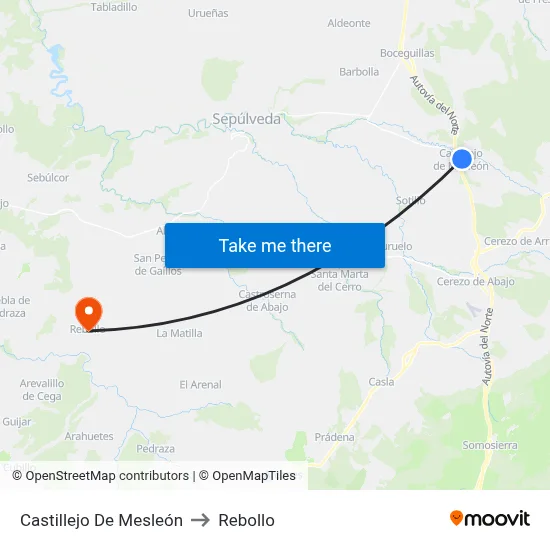 Castillejo De Mesleón to Rebollo map