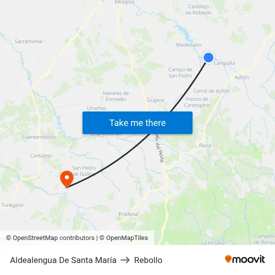 Aldealengua De Santa María to Rebollo map
