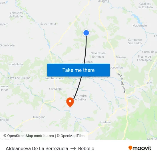 Aldeanueva De La Serrezuela to Rebollo map