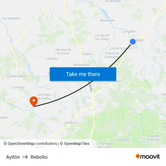 Ayllón to Rebollo map