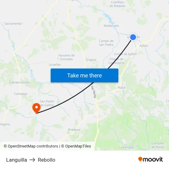 Languilla to Rebollo map