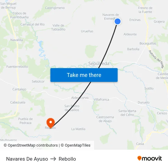 Navares De Ayuso to Rebollo map