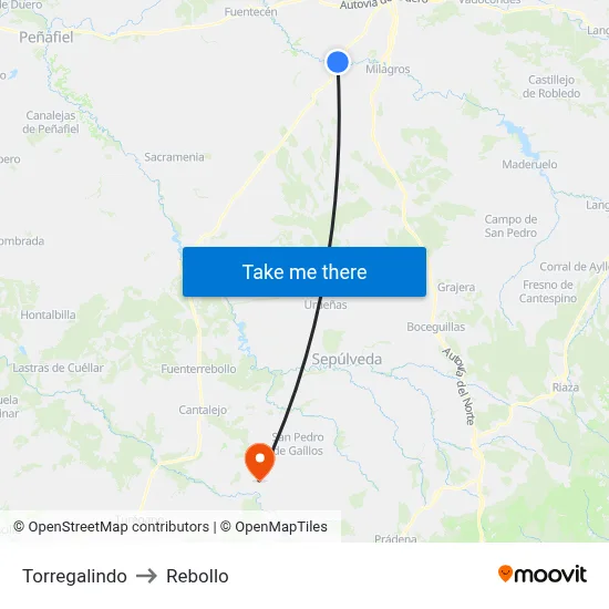 Torregalindo to Rebollo map