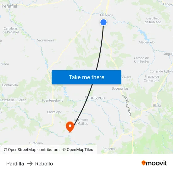 Pardilla to Rebollo map