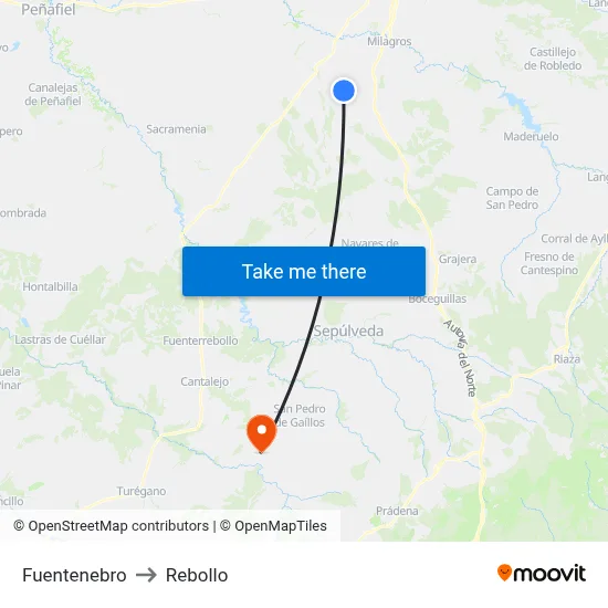 Fuentenebro to Rebollo map