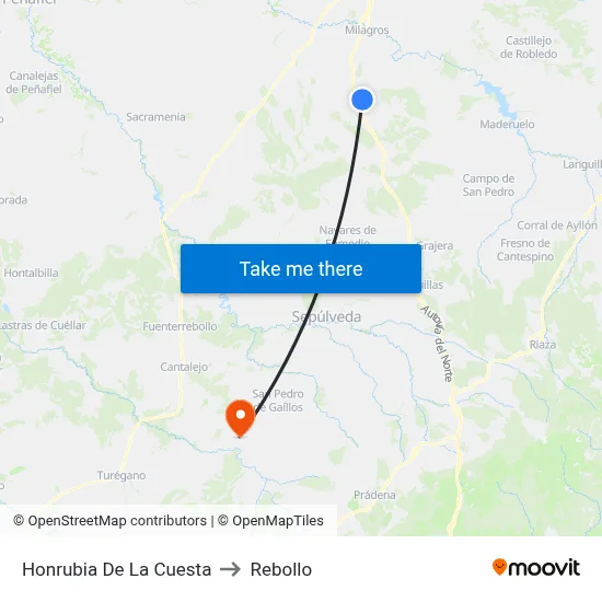 Honrubia De La Cuesta to Rebollo map