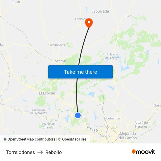 Torrelodones to Rebollo map
