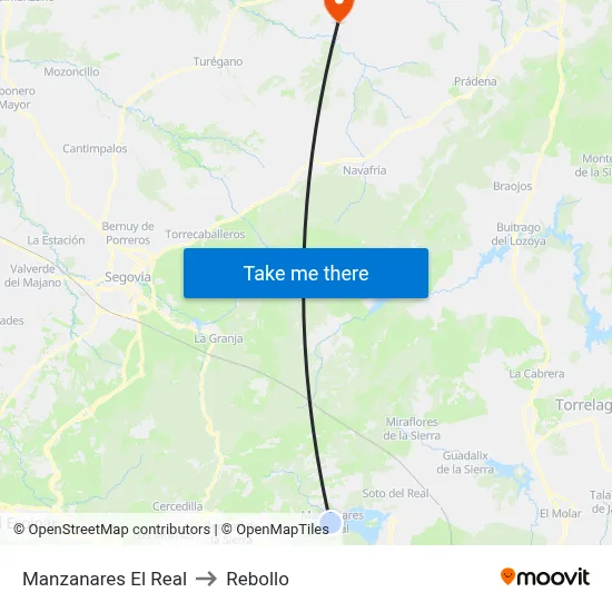 Manzanares El Real to Rebollo map