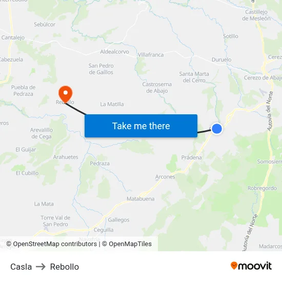 Casla to Rebollo map